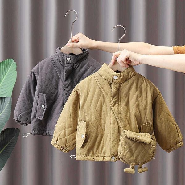 

down coat boys autumn and winter plus velvet fashion 2021 korean style babys children thickening windbreaker, Blue;gray