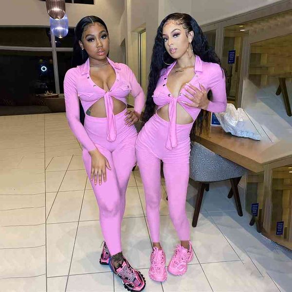 

women club wear two piece fashion turn down collar single-breasted low cut lace-up crop high waist leggings sets, Gray