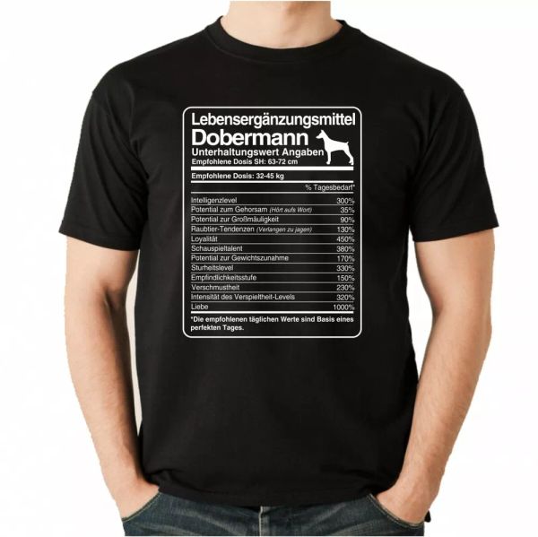 

t-shirt dose dobermann life supplements men dog dobi dobie, White;black