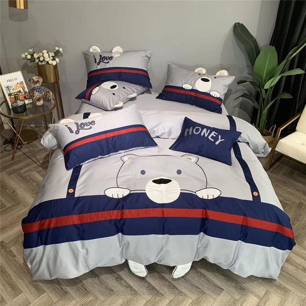 

bedding sets cute cartoon little bear set 80s egyptian cotton  duvet sheet size bed gift for 4/5pcs child cover pillowcase king