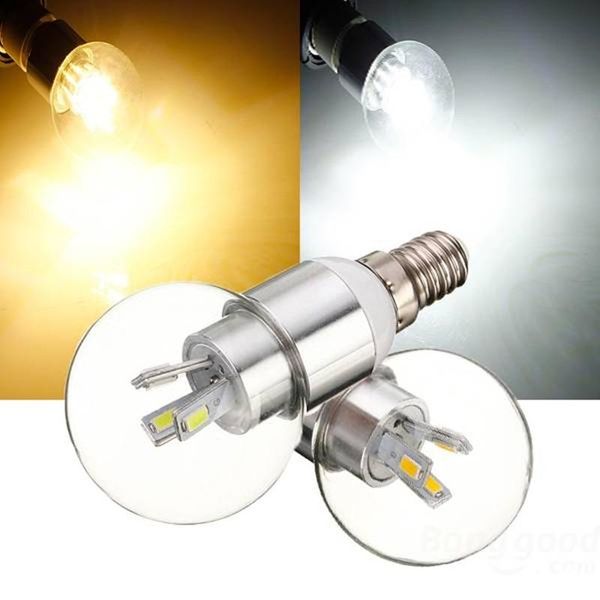 

bulbs 50pcs/lot,dhl e14 e27 led bulb smd5730 5w global shape transparent cover ac85-265v warm white/white