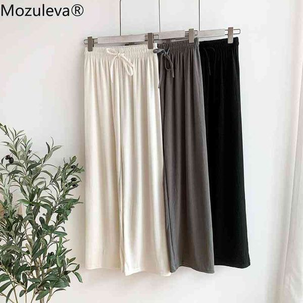 

spring summer wide-legged loose long pants for women high waist thin straight floor-length plus size trousers 210427, Black;white