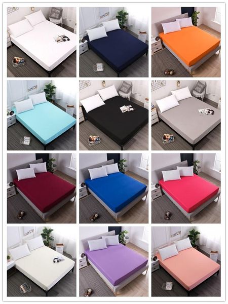 

sheets & sets 100%polyester solid color elastic sheet easy care and clean fitted for bed mattress protector