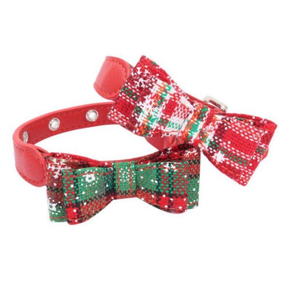 

soft cloth dog cat collar bow knot for small medium breeds pets christmas decor collars & leashes