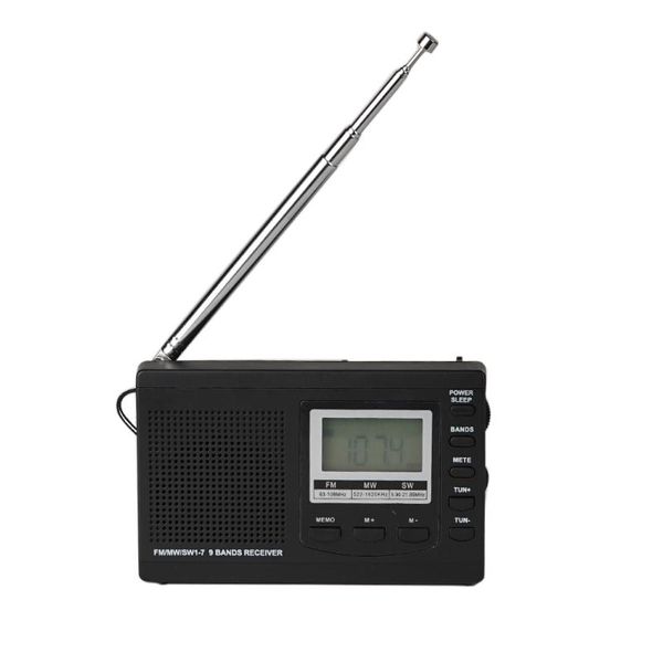 

portable mini stereo radio fm/mw/sw full band receiver digital alarm clock music player loudspeaker pocket with usb mp3 recorder microphones