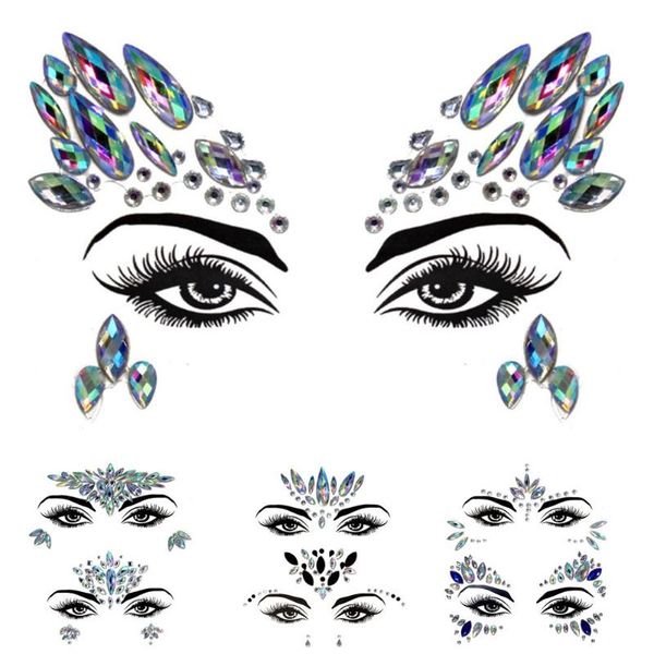 

temporary tattoos diamond sticker rhinestone eyebrow face colorful