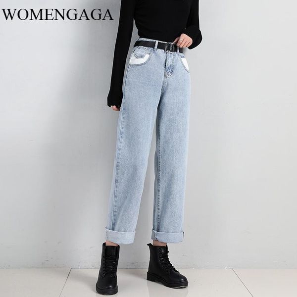 

women's wide leg jeans 2021 spring autumn korean loose stretch slimming slim pants trousers qs5, Blue
