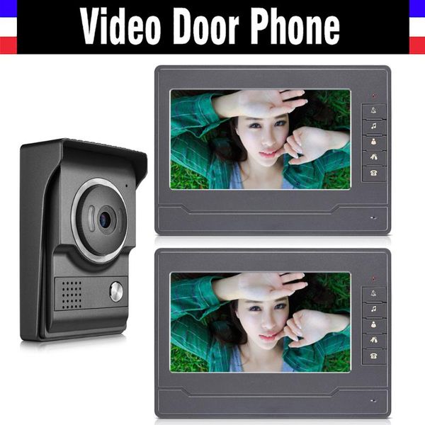 

inch video door phone system intercom doorbell doorphones kit 2 lcd monitor+1 ir night nision camera for home villa phones