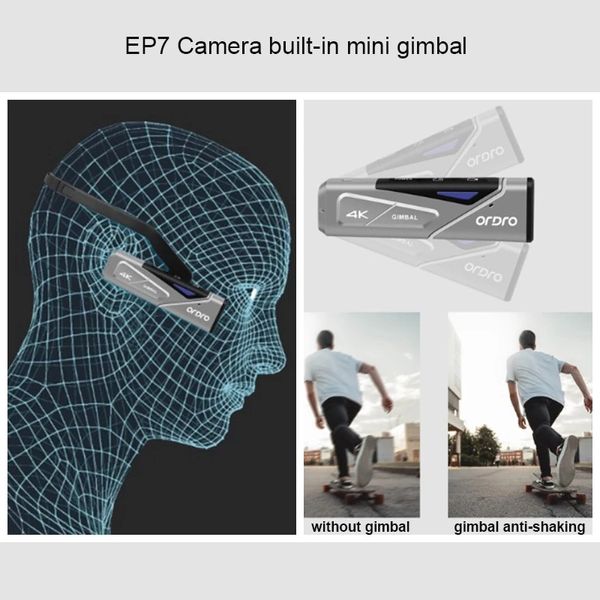 Vlog-Videokamera EP7 4K 60FPS Head Wearable FPV Digital Camcorder Full HD, mit Gimbal-Stabilisator