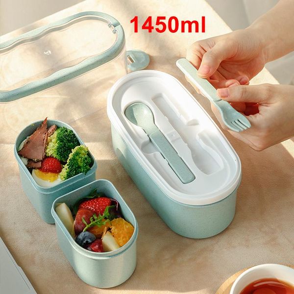 

dinnerware sets 1450ml lunch box high container eco friendly bento japanese lunchbox meal prep containers wheat straw