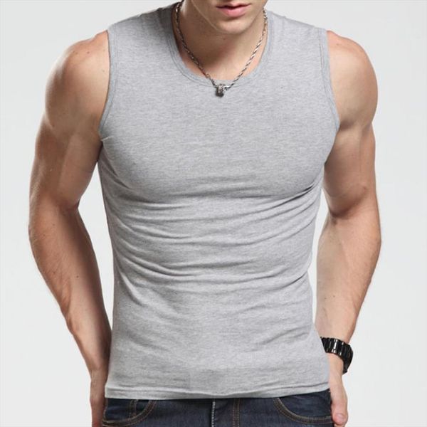 

tank men solid color sleeveless mens round neck vest fitness undershirt, White;black