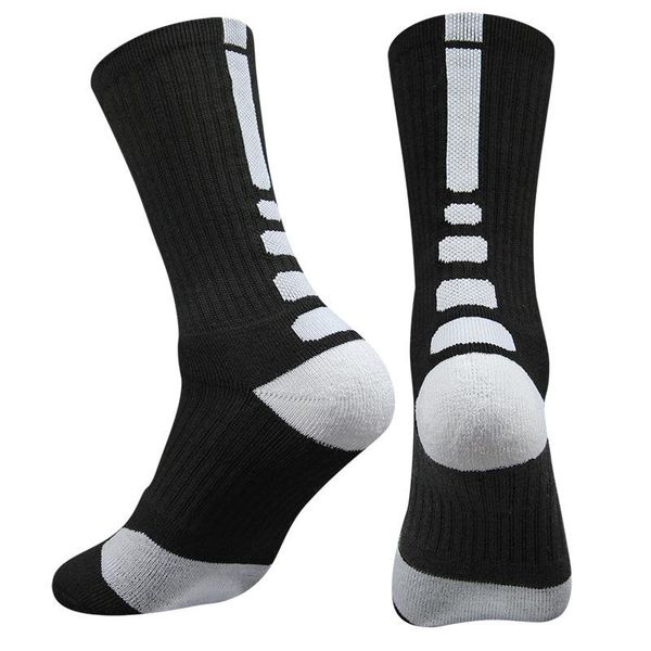 

men's socks athletic four seasons mid-calf length fashionable breathable bicycle running basketball wear-resistant men, Black