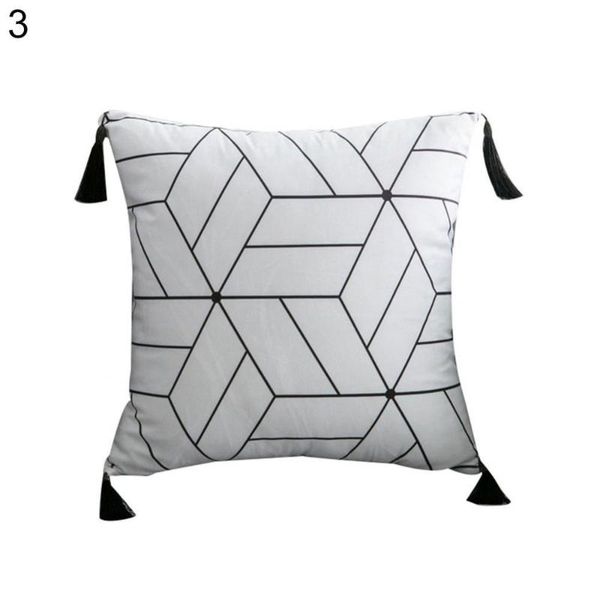 

pillow case simple geometric fringe decorative cushion rectangle tassel soft cover