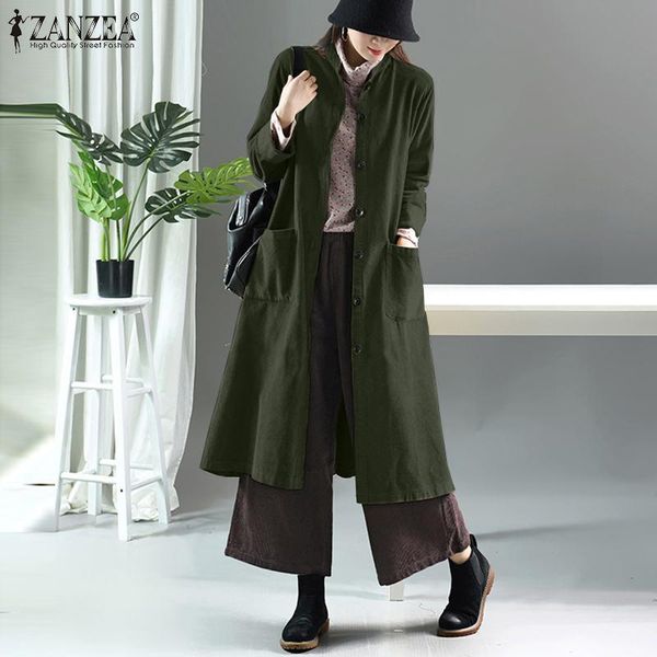 

women's jackets vintage lapel neck long sleeve retro casual cardigan oversize outwear women autumn solid corduroy thin coats, Black;brown