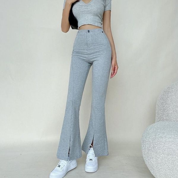 

women's pants & capris womengaga street high waist korean boot cut trousers workout irregular women straight black gray 79eu, Black;white