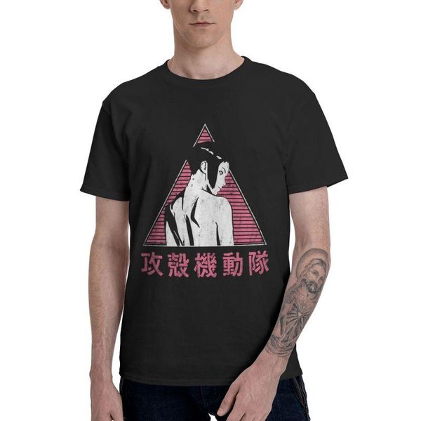 

men's t-shirts retro ghost in the shell t shirt men cotton t-shirt fashion tshirt short sleeve manga motoko kusanagi major japan gits a, White;black