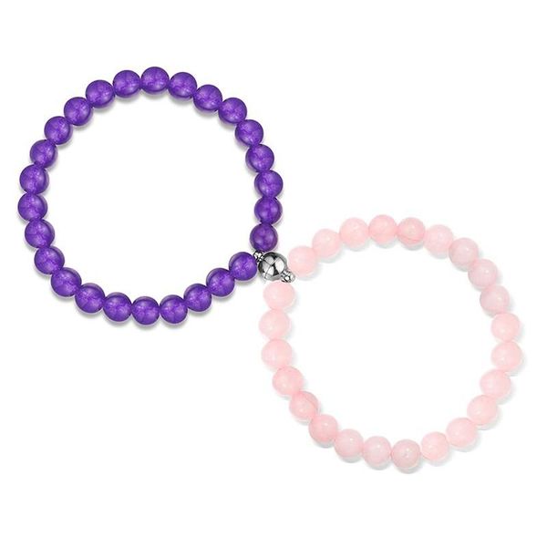 

beaded, strands hiyong 2021 fashion 2pcs/set natural stone bracelet yoga distance beads bracelets magnetic couple handmade jewelry, Black
