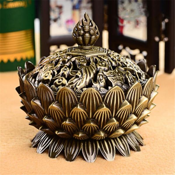 

fragrance lamps chinese buddha incense holder lotus flower sandalwood censer for home office teahouse use decor alloy burner