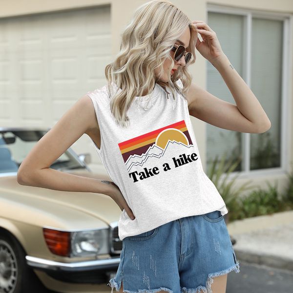 

summer t shirt sports vest women's 2021 fun print sleeveless top, White