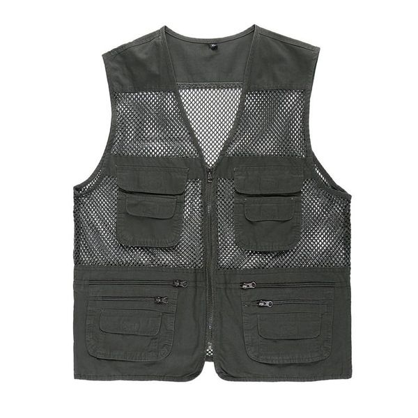 

men's vests unloading tactical vest coat fashion summer pographer waistcoat mesh work sleeveless jacket tool many pocket male, Black;white