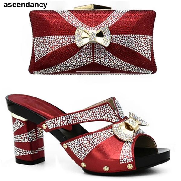 

dress shoes latest red color italian ladies and bag sets decorated with rhinestone african matching bags in women, Black