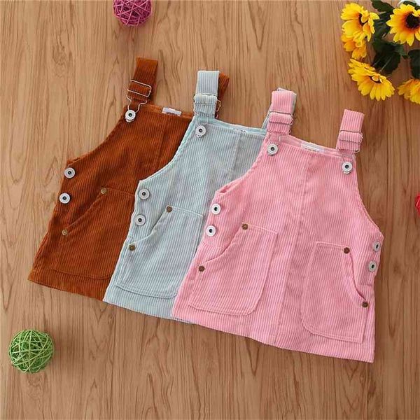 

summer girls clothes dresses for children's clothing corduroy strap dress kids suspender skirt 210528, Red;yellow