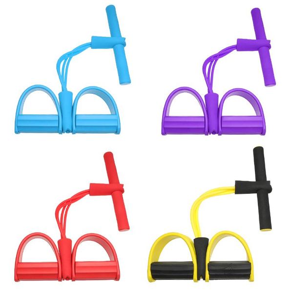 

multifunctional 4 tubes resistance bands elastic sit-up pull rope expander yoga equipment pedal exerciser sports tool