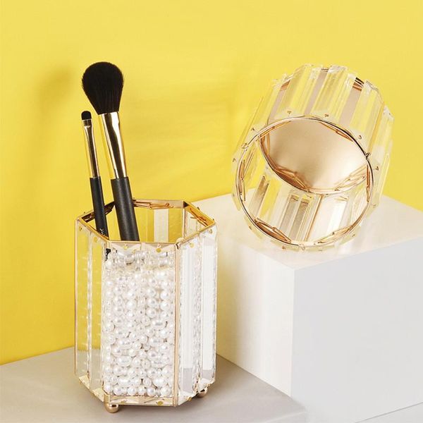 

storage boxes & bins clear glass makeup brush holder organizer cosmetic pen box organizing case for women- ins