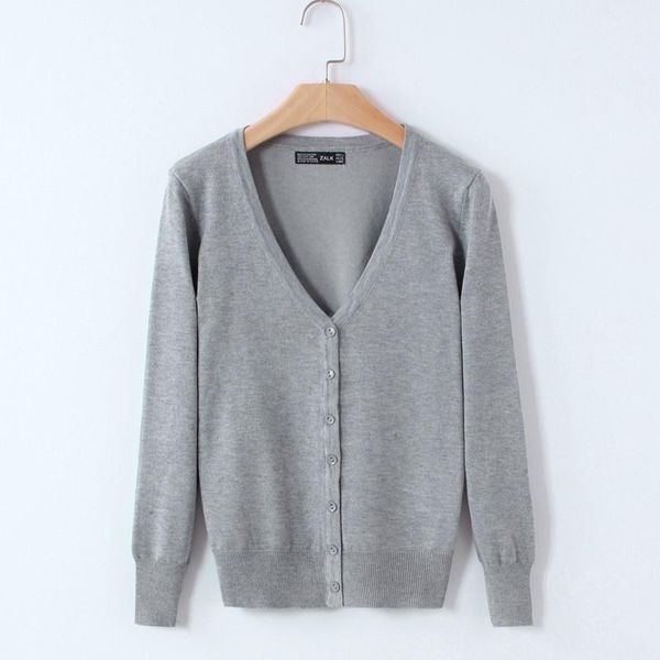 

women's knits & tees sweater knitted cardigan jacket ladies 2021 autumn v neck single breasted loose long sleeve casual thin for women, White