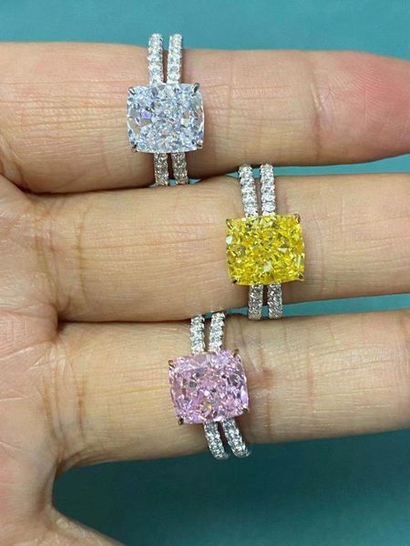 

cluster rings pirmiana luxury s925 silver 3.0ct yellow simulated diamond cz gemstone fashion jewelry women, Golden;silver