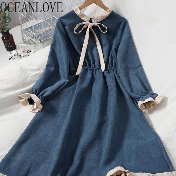 

autumn winter dress japan style kawaii lace up vestidos 2021 vintage bow a-line robes hiver preppy dresses women 18941 casual, Black;gray
