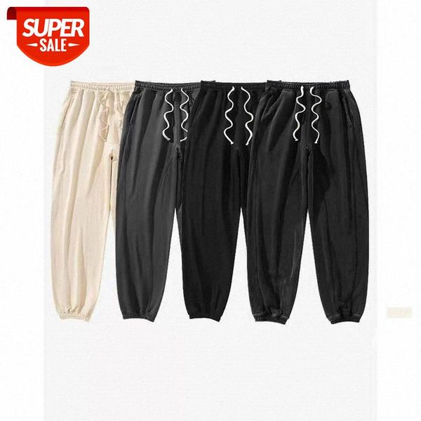 

street style and old heavy wash water retro trousers ins hip hop dark black all-match draping guard pants #5e8l