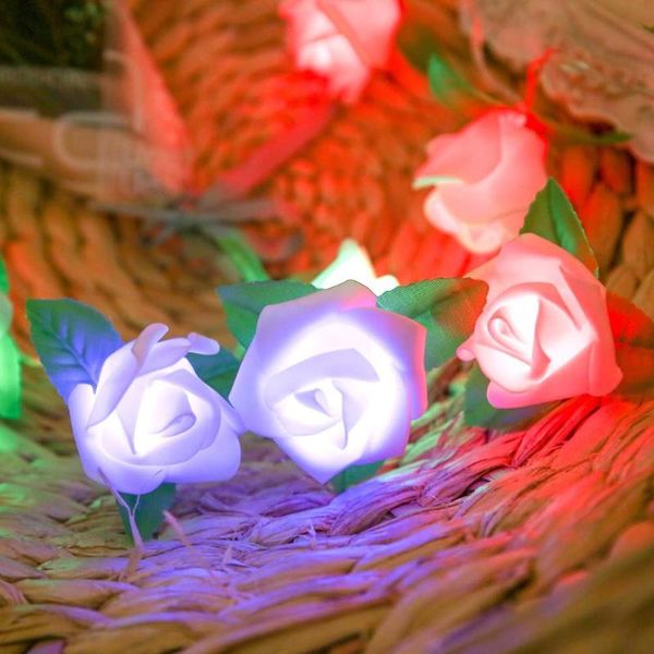 

strings 2m 20leds battery operated artificial rose garland lights string for christmas holiday wedding valentine flower bouquet decor