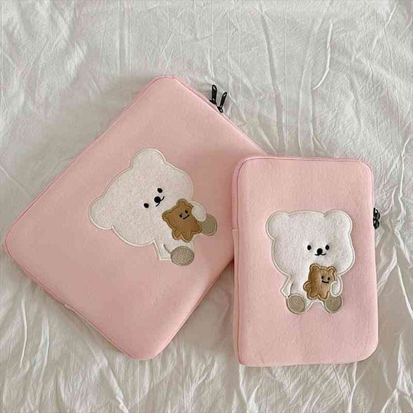 

cute bear 11 13 inch tablet case cartoon sleeve case lapbag student pink ipad liner bag protective cover girls