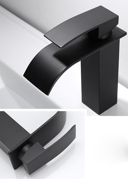 

bathroom sink faucets 1pc waterfall basin faucet black bath cold water mixer vanity tap deck mounted washbasin