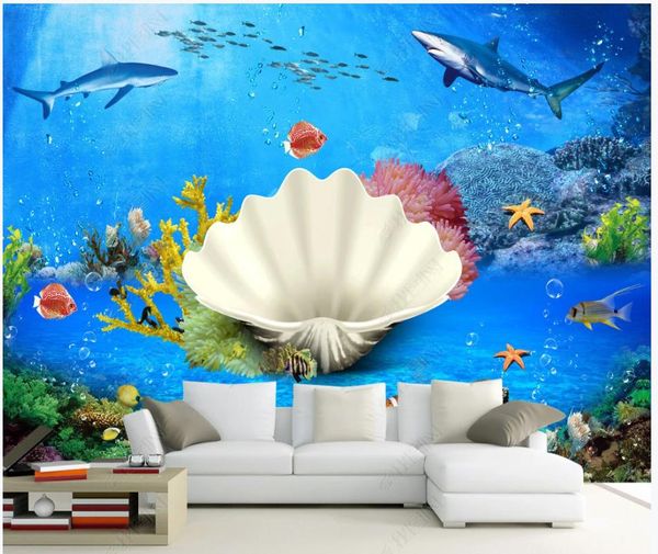 Carta da parati personalizzata per pareti per muri 3d foto sfondi murali moderno bello hd subacqueo mondo pesci tv sfondo carta carte da parete decorazioni per la casa