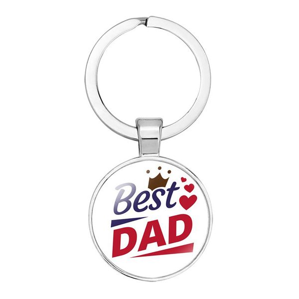

s cute keychain i love my papa funny pattern crystal round key chain keyring gifts, Silver