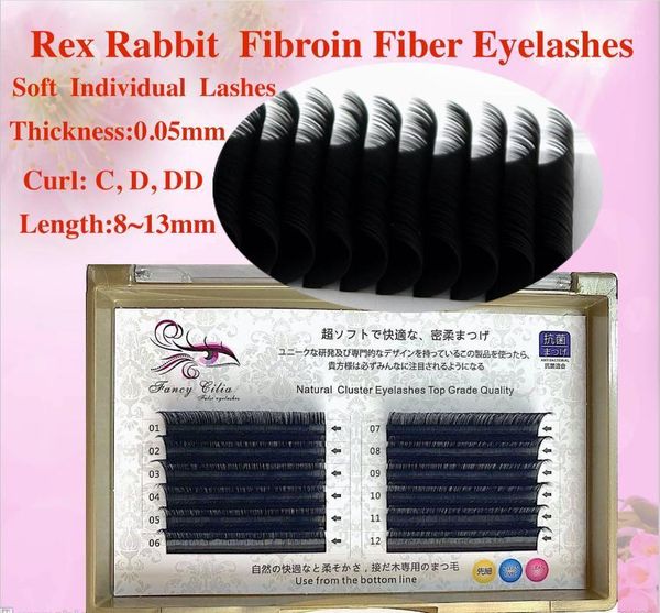 

rex fibroin fiber individual round eyelash black thickness 0.05mm curl c d dd handy blooming eyelashes extension natural1