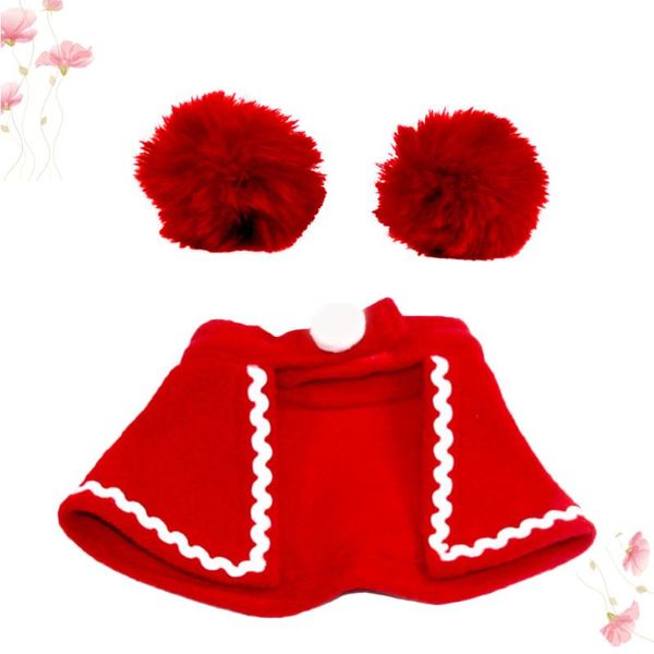 

cat costumes 2pcs christmas pet clothes dog cape hat scarf funny costume for puppy size s(red)