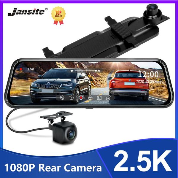 

jansite 2.5k car dvr 10 inch stream media mirror touch screen auto dash cam video recorder night vision 1080p rear camera dvrs