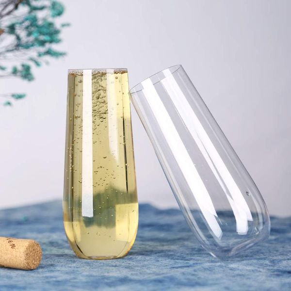 Stoviglie usa e getta in plastica per feste di vino, coppe di champagne bianche, bicchiere da cocktail, flûte, 1/10/20 pezzi