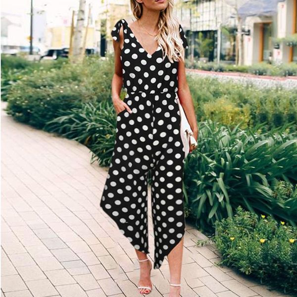 

women's jumpsuits & rompers clothes 2021 women outfit bandage waistband v-neck wide leg long jumpsuit with belt drop, Black;white