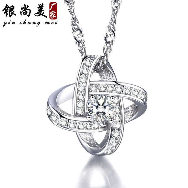 

pendant sier four leaf clover necklace women's clavicle chain japanese and korean accessories crystal pendant simple jewelry gift, Silver