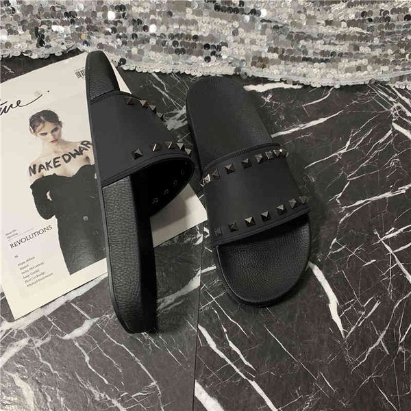 

80% off store online rivet black woman slippers summer outdoor beach soft non-slip genuine leather flip flops 2021 new european luxury desig