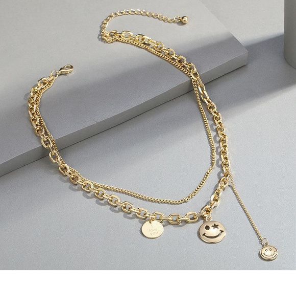 

pendant necklaces lucky smile silver color fashion women girl trendy men charm boy links chain necklace wn25