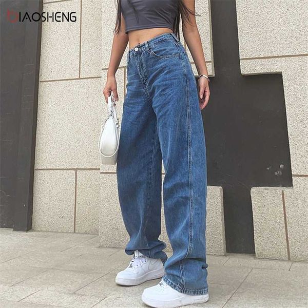 

baggy jeans woman high waist mom denim straight leg pants loose long big casual wide trousers blue washed streetwear 211129