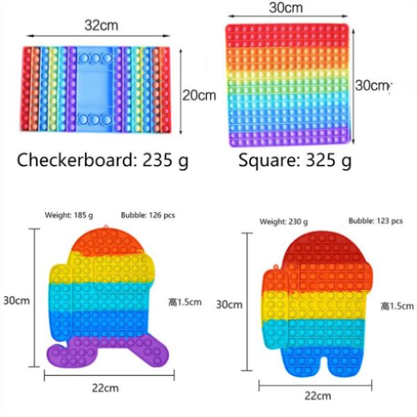 

30cm giant push bubbles fidget toys finger bubbles sensory silicone puzzles board kids fingers fun squeeze desk toy penguin butterfly toys t