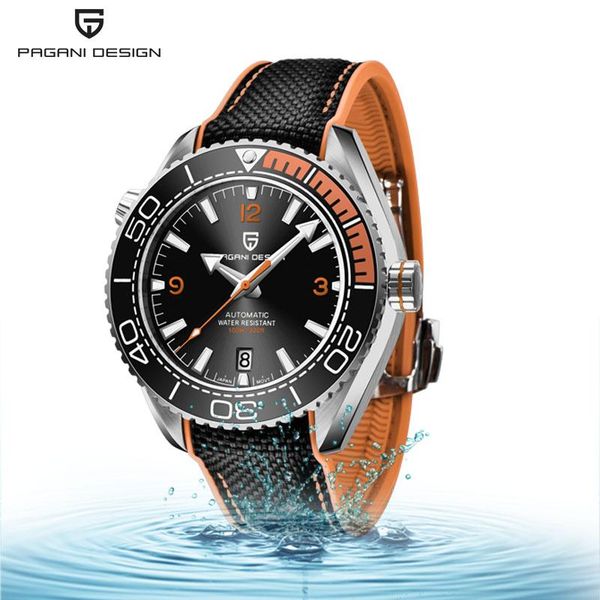

wristwatches pagani desig luxury men's mechanical watch 42mm sapphire glass100m waterproof sports clock stainless steel automatic wrist, Slivery;brown