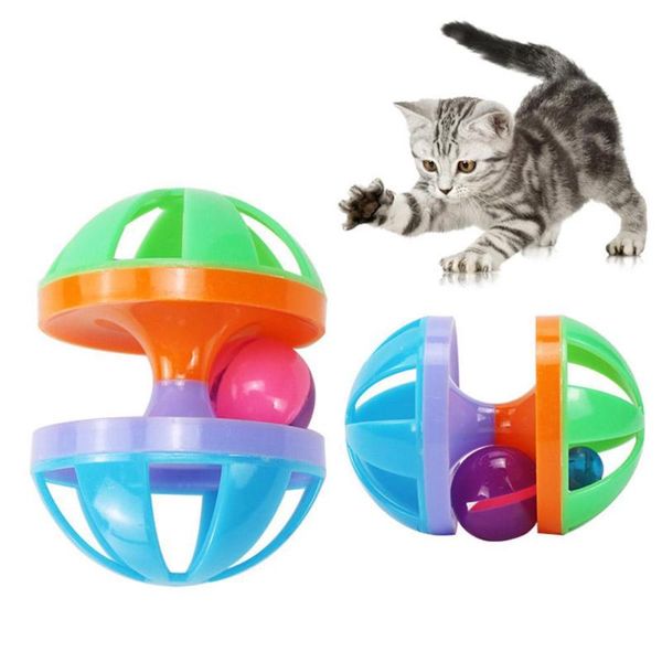 

cat toys rolling ball bell barbell shape interactive teaser toy for pet cats