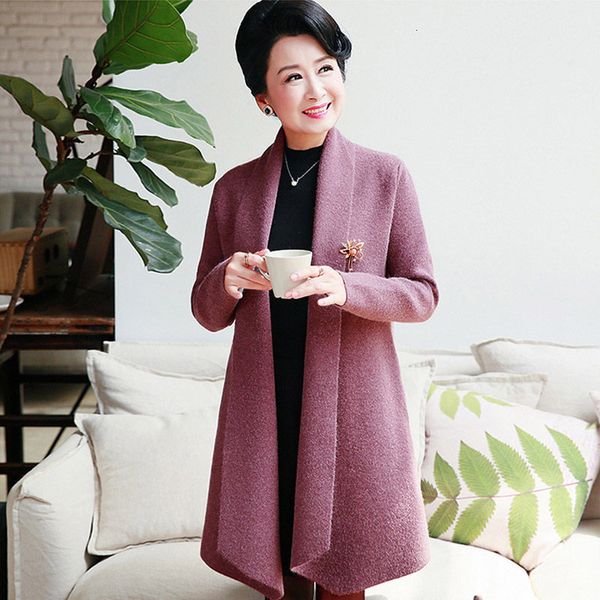 

tees wife's long sweater, cardigan's jacket, coat for the mother's elegant autumn fashion, sleek knitting 8tra, White